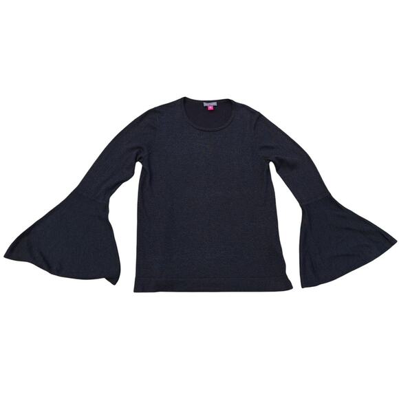 Vince Camuto Viscose Metallic Bell Sleeves Black Lightweight Sweater Size M - Picture 1 of 7